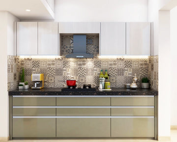 Compact Kitchen with Patterned Dado